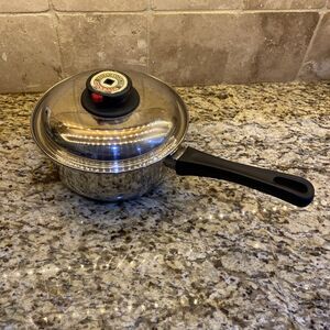 Vintage Maxam 3 Qt Stainless Steel Waterless Cookware Pot Steam Control Lid Pan